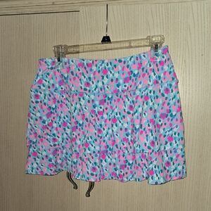 Lilly Pulitzer Pink and Blue Pleated Skater Mini Skirt